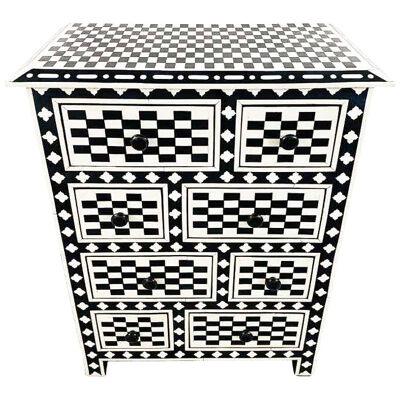 Art Deco Style Black and White Checkers Design Chest Of Drawers or Commode