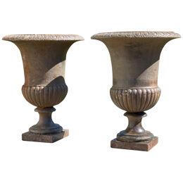 19th century Medici style cast iron vases 