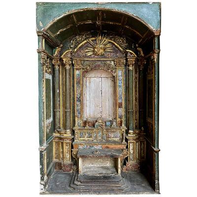 17th century Renaissance style painted wood altar