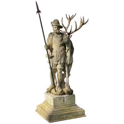 18th century saint-Hubert and the deer statue