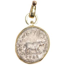Roman Hippopotamus Coin Pendant 18kt Gold