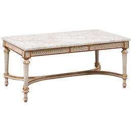 French Coffee Table w/Marble Top, Mid 20th