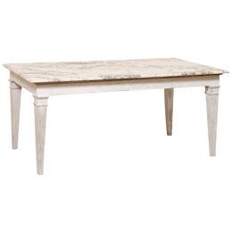 Italian Marble-Top Dining or Kitchen Table