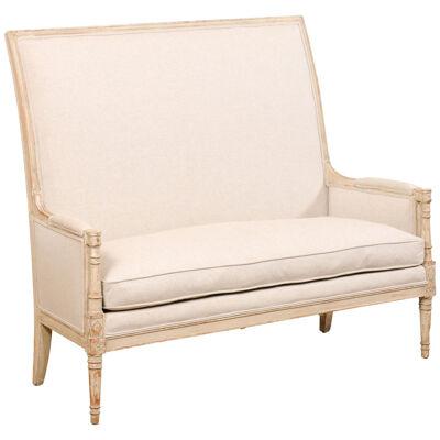 French Style High-Back Upholstered Settee