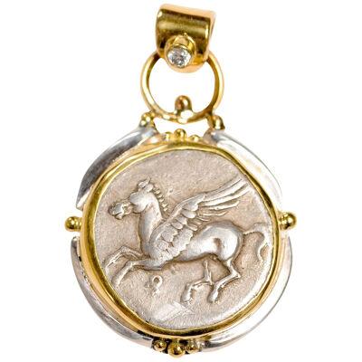 Ancient Pegasus Coin in 22 kt Gold Pendant