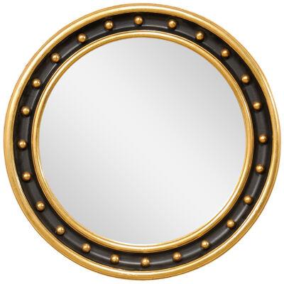 Vintage Black & Gold Round Bulls-Eye Mirror