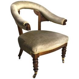 19th Century English Regency Period Rosewood Cockfighting style library chair 