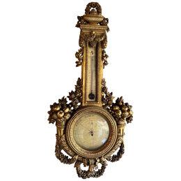 19th Century French Giltwood Barometer