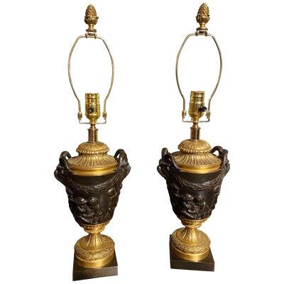 19th Century French Bronze Cassoullettes Mounted as Lamps