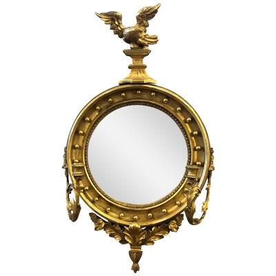 19th Century English Giltwood Bullseye Mirror with Girandola arms