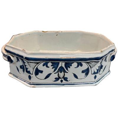 18th Century French Faience Footed Bowl with Handles
