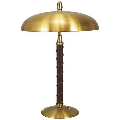 Swedish Brass and Leather Table Light 