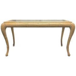 Hollywood Regency Cerused Console with Beveled Glass Top
