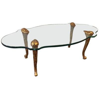 Giltwood and Glass Coffee Table Style of Maison Charles