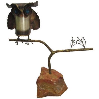 Curtis Jere Owl Sculpture on Stone Base