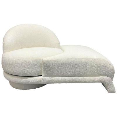 1960s Lounge Chair Swivels into a Chaise Lounge in Boucle