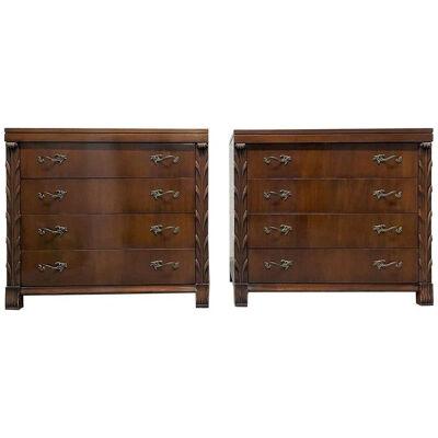 Antique Style Mahogany Chests Pair