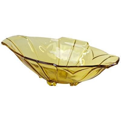 Art Deco Amber Colored Glass Jardiniere/ Bowl - 20th Century, Austria circa 1920