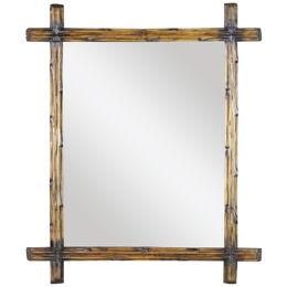 Light Brown Black Forest Wall Mirror with Blackened Accents, Austria, circa 1890
