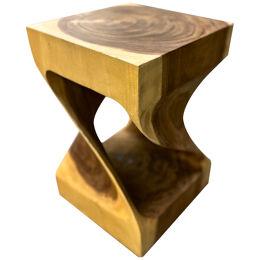 Organic Modern Suar Wood Side Table/ Stool, Handcarved, IDN 2023