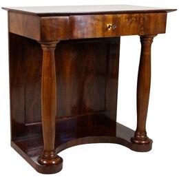 19th Century Biedermeier Nutwood Wall Console Table with Columns, AT ca. 1860