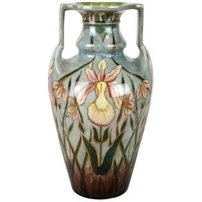 Art Nouveau Majolica Vase by Gerbing & Stephan, Bohemia circa 1910