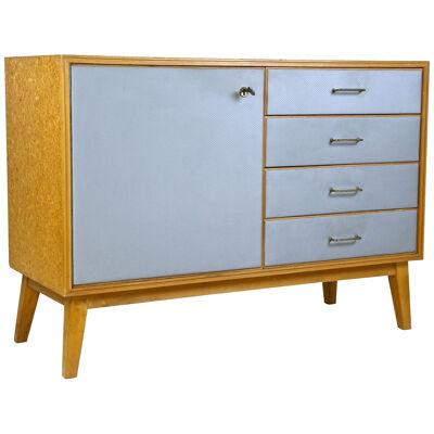 Mid-Century Commode/ Chest Of Drawers With Powder Blue Fronts, Austria ca. 1960