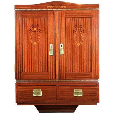 Mahogany Wall Cabinet with Two Drawers Art Nouveau, Austria, circa 1910