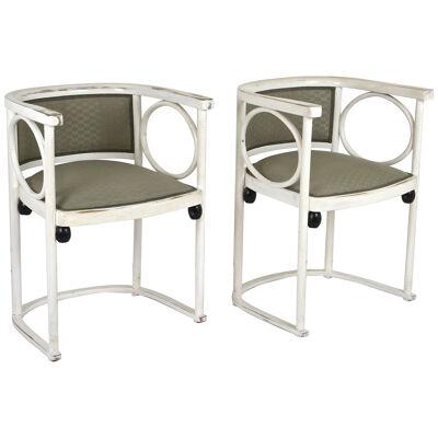 Art Nouveau Thonet Armchairs by Josef Hoffmann, White Lacquered, AT ca. 1905