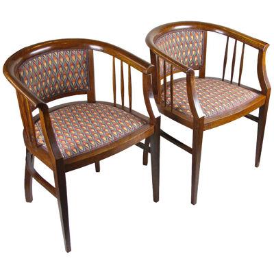 Pair of Art Nouveau Armchairs Newly Upholstered, Austria, circa 1910