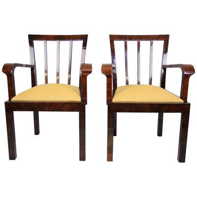 Pair of Art Deco Chairs Newly Upholstered, Austria, circa 1930
