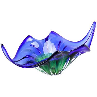20th Century Murano Glass Bowl in Blue/ Green Tones - Mouthblown, IT ca 1960/70