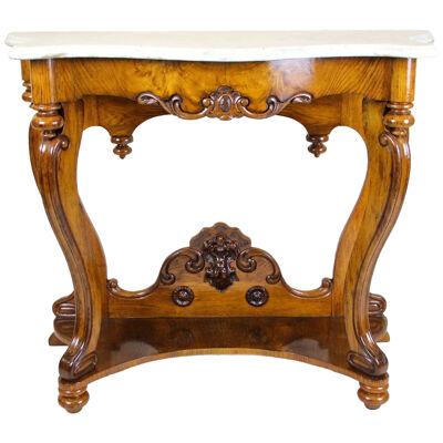 19th Century Console Table With Carrara Marble Top - Louis Philippe, FR ca. 1850