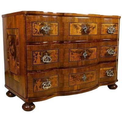 18th Century Baroque Marquetry Chest Of Drawers, Austria circa 1770