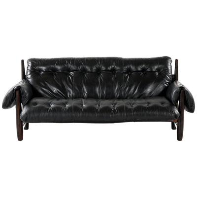Sofa in Jacaranda and Leather by Sergio Rodrigues, 1957