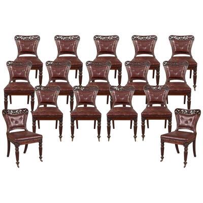 A Set of Sixteen Late Georgian Dining Chairs