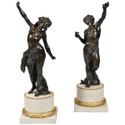 19th Century Pair of Bronze Statues after Models by Clodion
