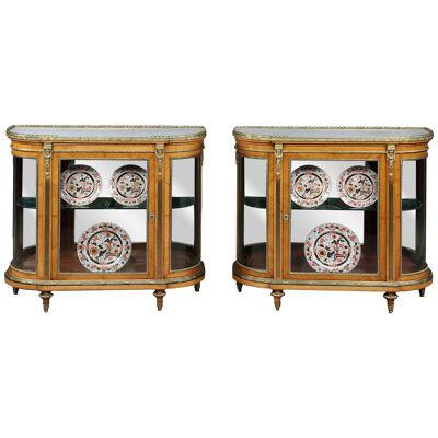 Pair of Satin Birch Display Cabinets
