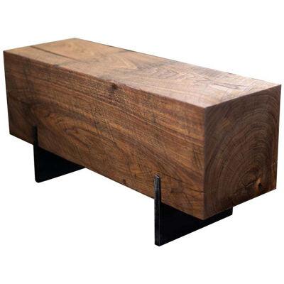 Knife Walnut Beam Bench 4'' Solid Wood + Blackened Steel Bench by Alabama Sawyer