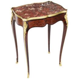 Antique French Louis Revival Marble Top & Ormolu Occasional Table c.1850