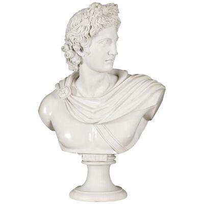 Vintage Marble Bust of Greek God Apollo 20th C