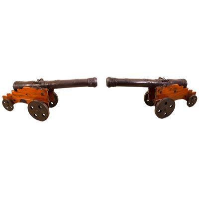 Vintage Pair Decorative 6ft Bronze Artillery Cannons 20th C