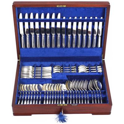 Vintage Canteen x 8 60 Piece Sterling Silver Cutlery Set Mappin & Webb 20thC