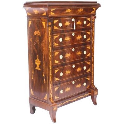 Antique Dutch Marquetry Walnut Seven Drawer Chest c.1800 Early 19th C