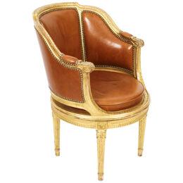 Antique French Louis Revival Revolving Fauteuil de Bureau Desk Chair 19th C