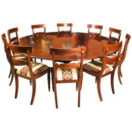 Vintage 7ft4" Diam Jupe Dining Table by William Tillman & 10 Chairs 20th C