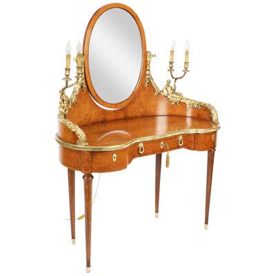 Antique French Ormolu Mounted Dressing Table & Mirror 19th Century