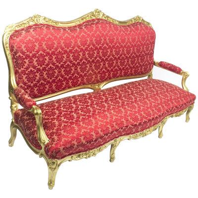Antique French Giltwood Framed Canape' Settee from Humewood Castle c1870