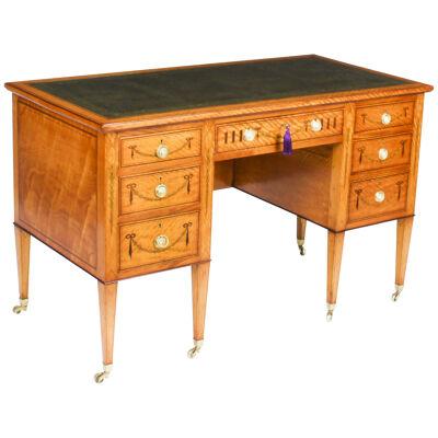 Antique Inlaid Satinwood Writing Table Desk by Edwards & Roberts c.1880