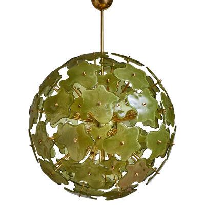 Green Spatters Murano Glass Chandelier